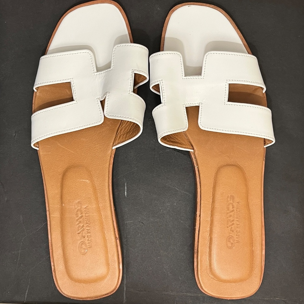 Armos Slide Leather Sandals made in Armenia EU 41 Women's 9.5 10; Men's 8 8.5